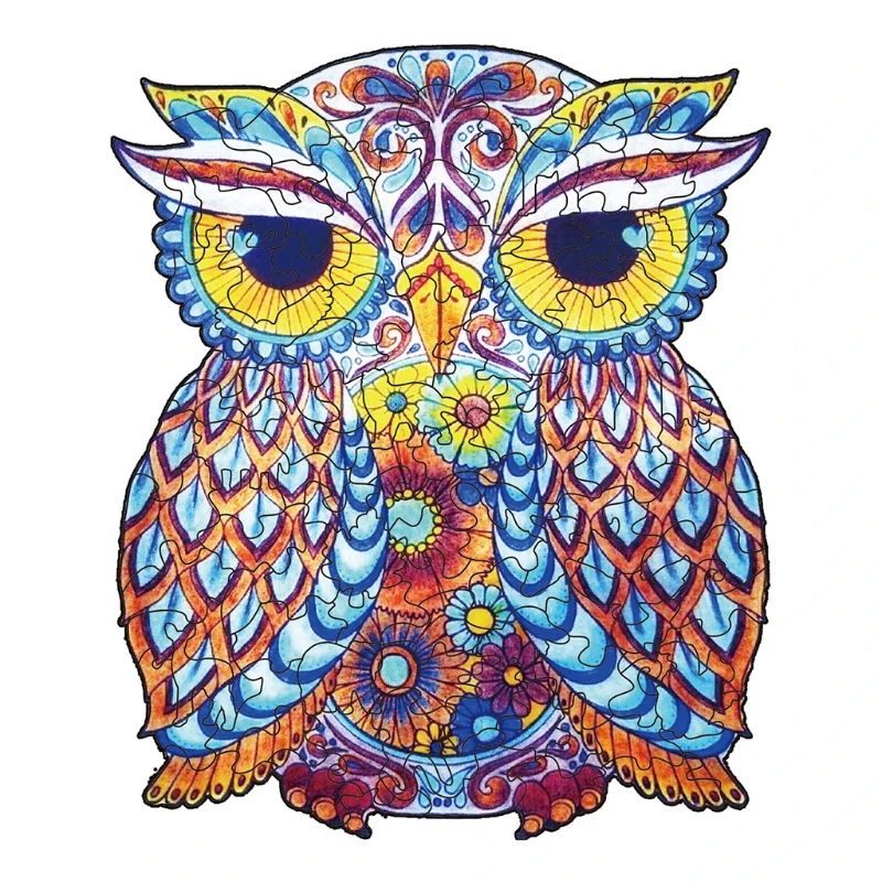 

D7WF Creative Craft Owl Wooden Puzzle Wooden Jigsaw Puzzles,Unique Shape Jigsaw 7.9x9.6in(A4-119Piece) Wooden Puzzles