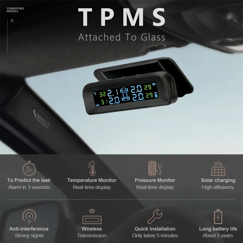 Jansite TPMS автомобильная система контроля давления в шинах многоугольная