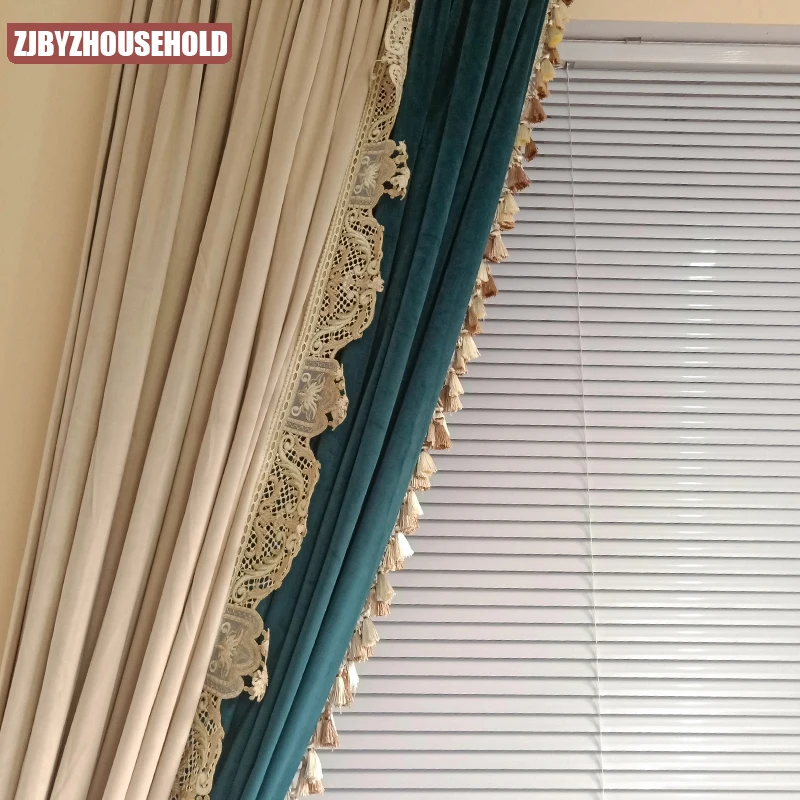 Бежевые фланелевые шторы в Европейском стиле роскошные французские