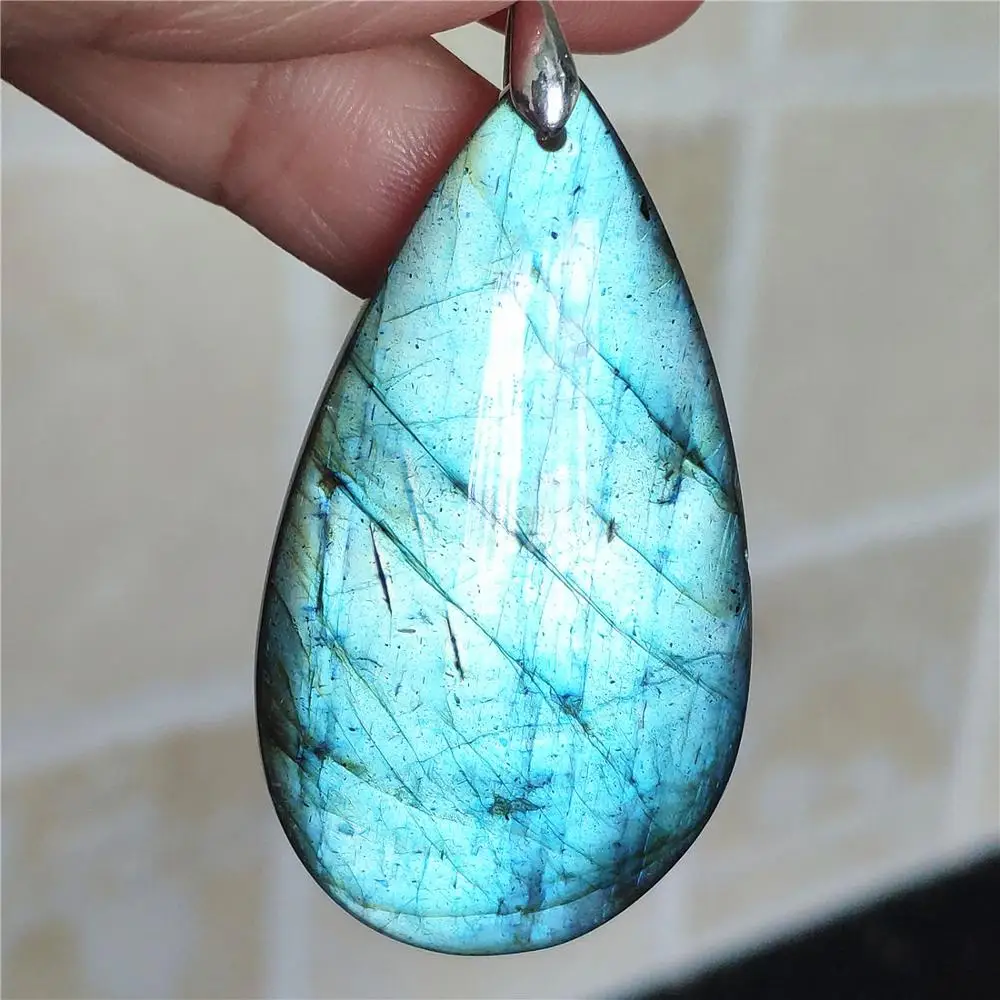 

Natural Blue Light Labradorite For Women Pendant 51x29x9mm Water Drop Necklace Jewelry Fashion stone AAAAA