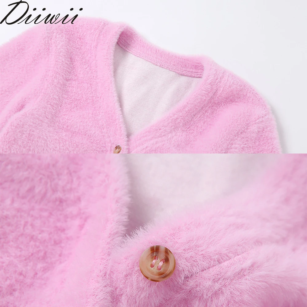 

DiiWii Womens Long Sleeve V Neck Breasted Cardigan Slimming Show Navel Versatile Sweater Hot Style Fashion