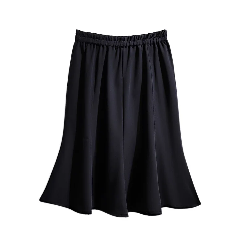 

New 2021 Ladies Summer Plus Size Midi Skirt For Women Large Loose Casual Black Ruffle Fishtail Skirts 3XL 4XL 5XL 6XL 7XL