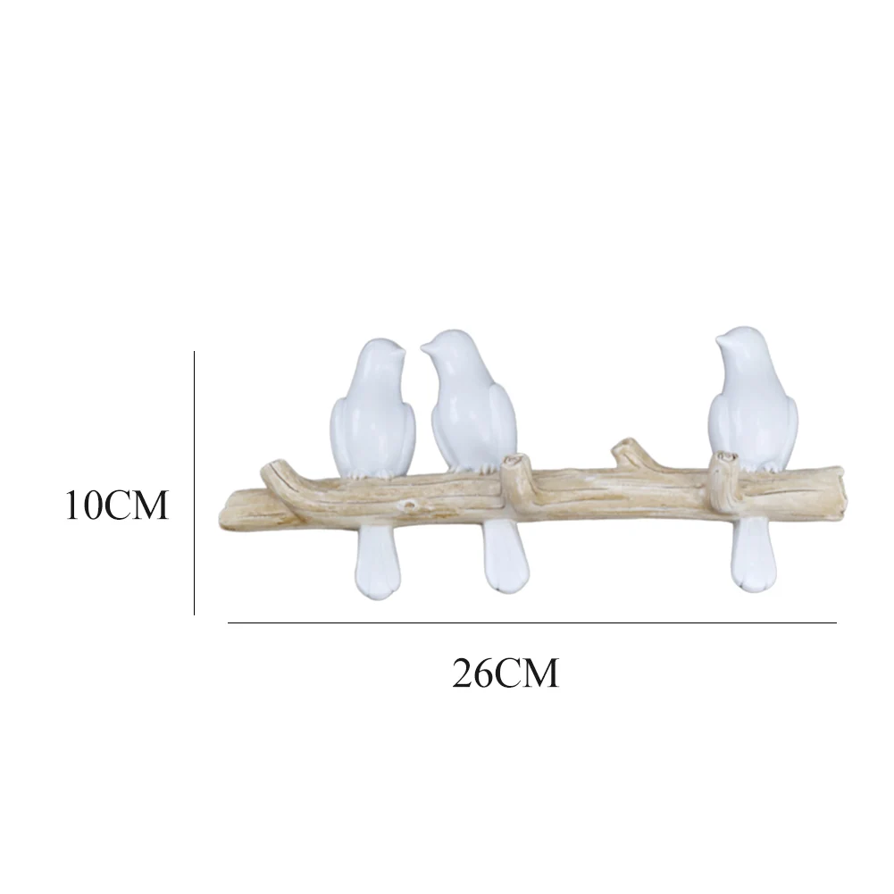 

2020 Birds On Tree Branch Hook Resin Wall Decor Miniature Wall Mounted Key Hook Coat Hanger Home Decoration Storage Hooks
