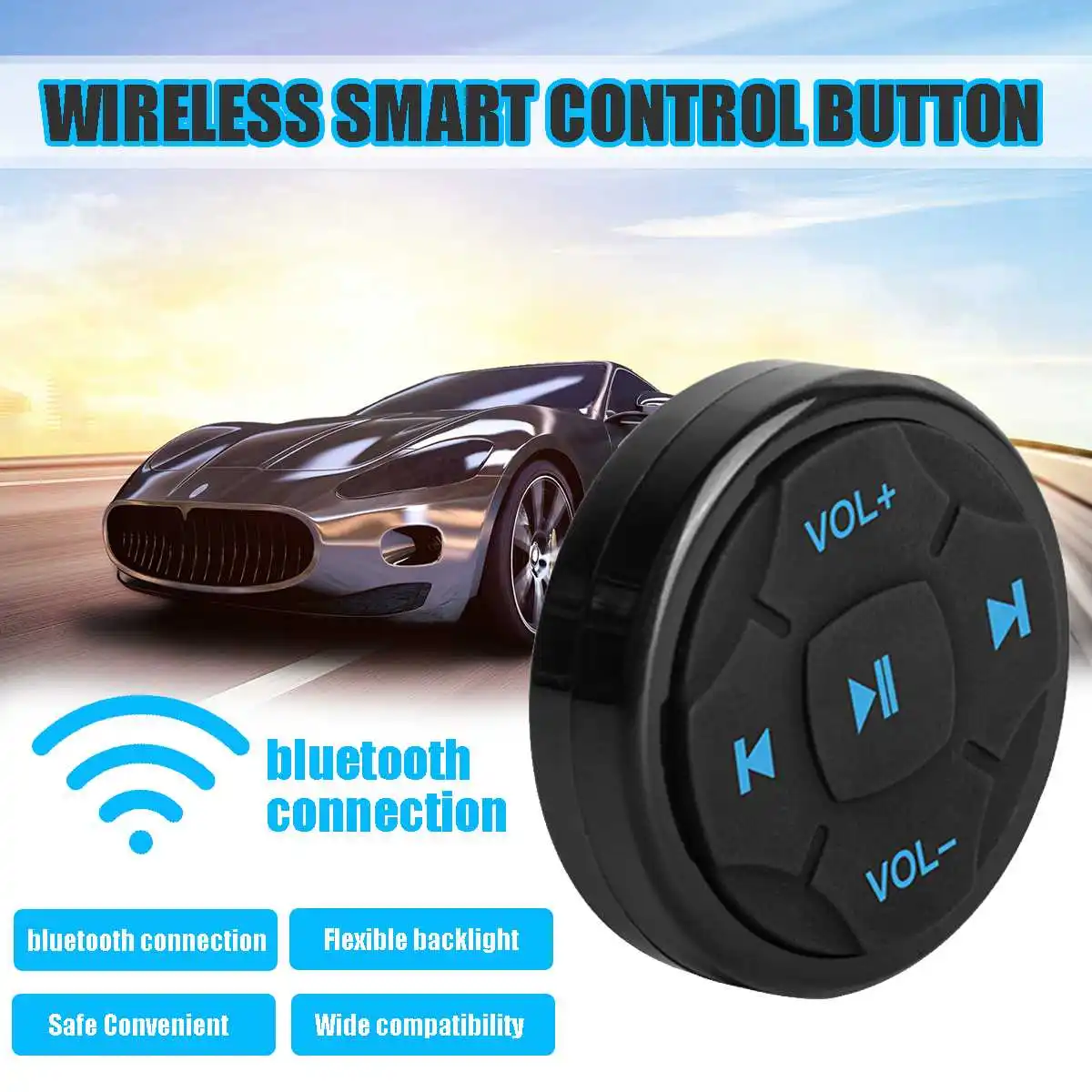 Универсальный Автомобильный bluetooth руль мобильный телефон беспроводной пульт дистанционного управления MP3 музыка воспроизведение для Android IOS Телефон управление автомобильный комплект