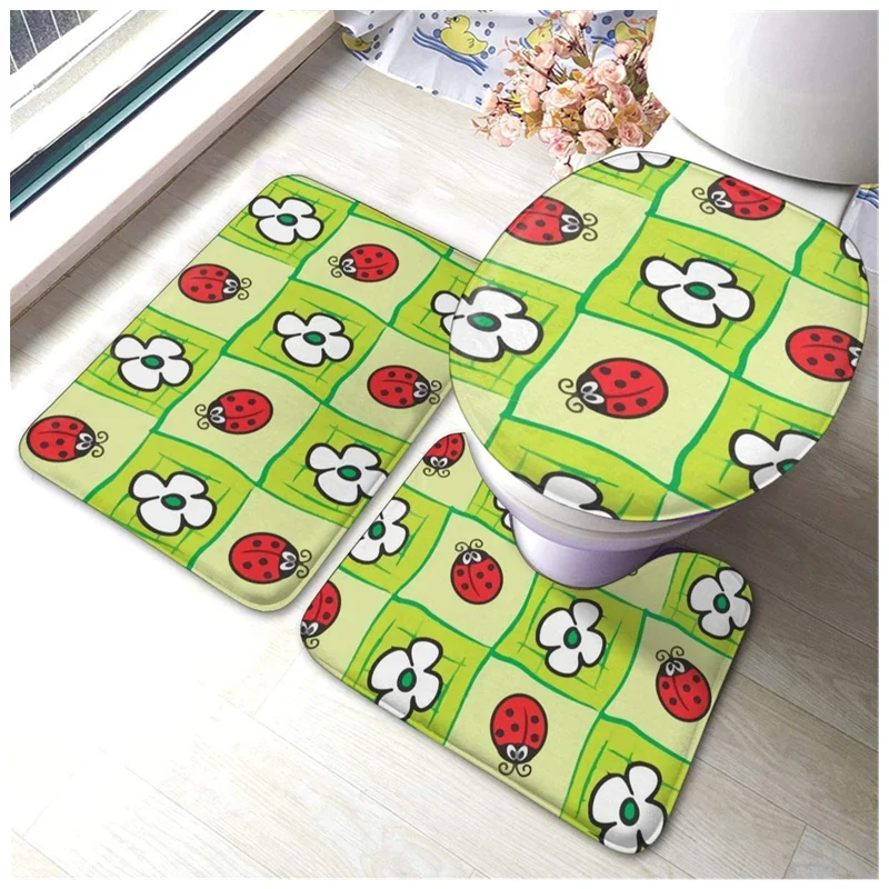 

Carpet mat 3 pieces non-slip bathroom rug coarse pile shower mat washing machine can be washed for living room office home