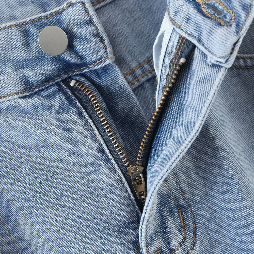 

Women's trousers new spring and summer 2021 fashion all-match wash to make broken straight high-waisted denim trousers