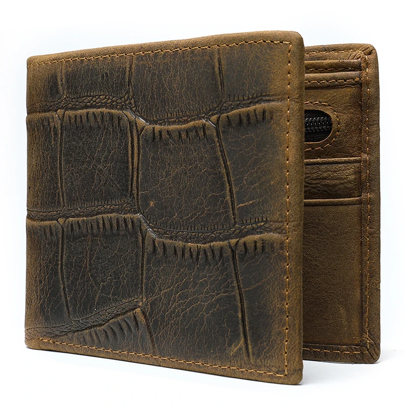 WESTAL men's wallet genuine leather purse for men vingate crocodile pattern wallet short coin purse wallet clutch money bag 7001 images - 6
