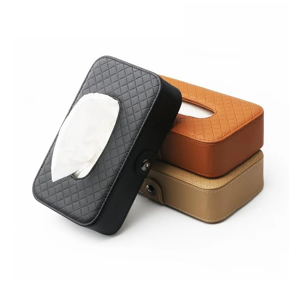 

Universal Car Tissue Box Creative Leather Napkin Holder Box Back Seat Sun Visor Tissue Organizer for Car