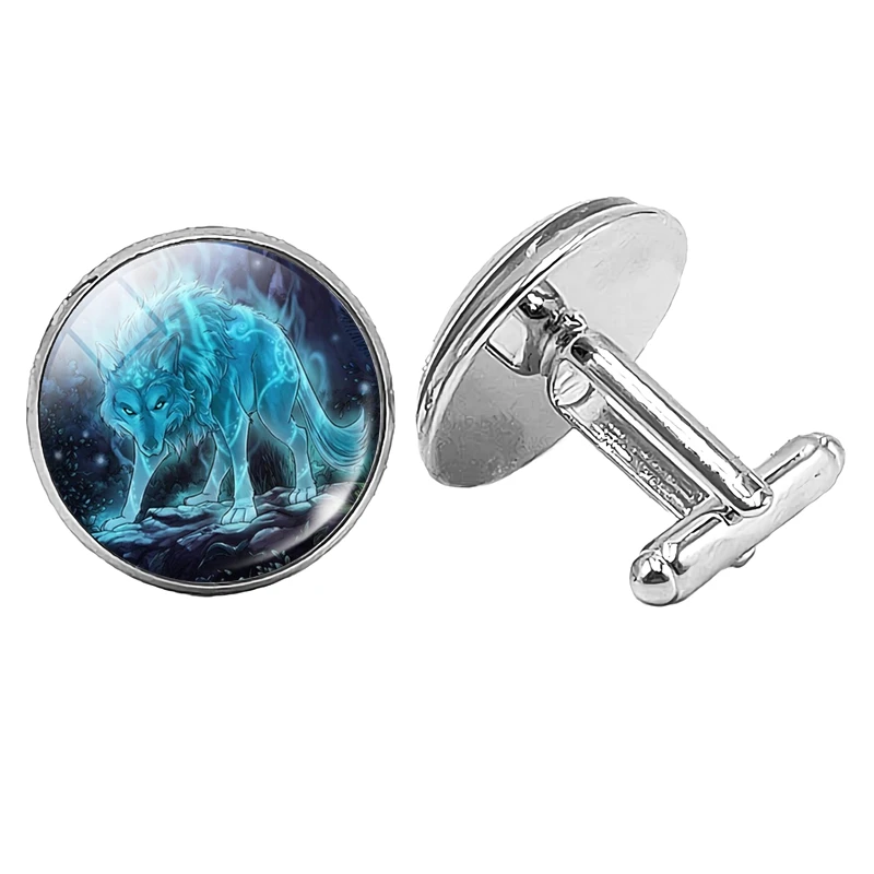 Модные новые мужские запонки Сибирский волк Тотем Снежная гора стеклянные