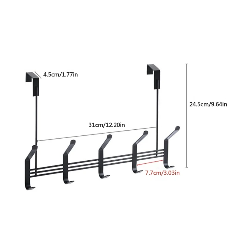 

Double Rows 10 Hooks Door Rear Hanging Rack Non-Marking Free Punch Storage Rack Hook Smooth Finish Sundries Storage Pegs