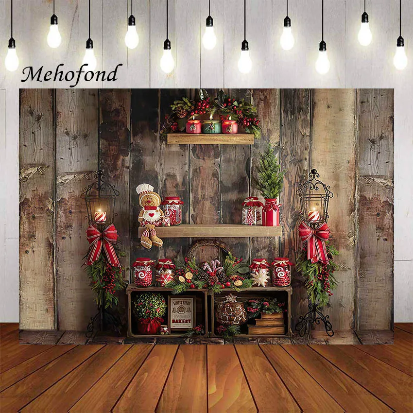 

Фон для фотосъемки Mehofond Рождественская винтажная деревянная стена светящийся подарок Дети семейный портрет фон реквизит для фотостудии