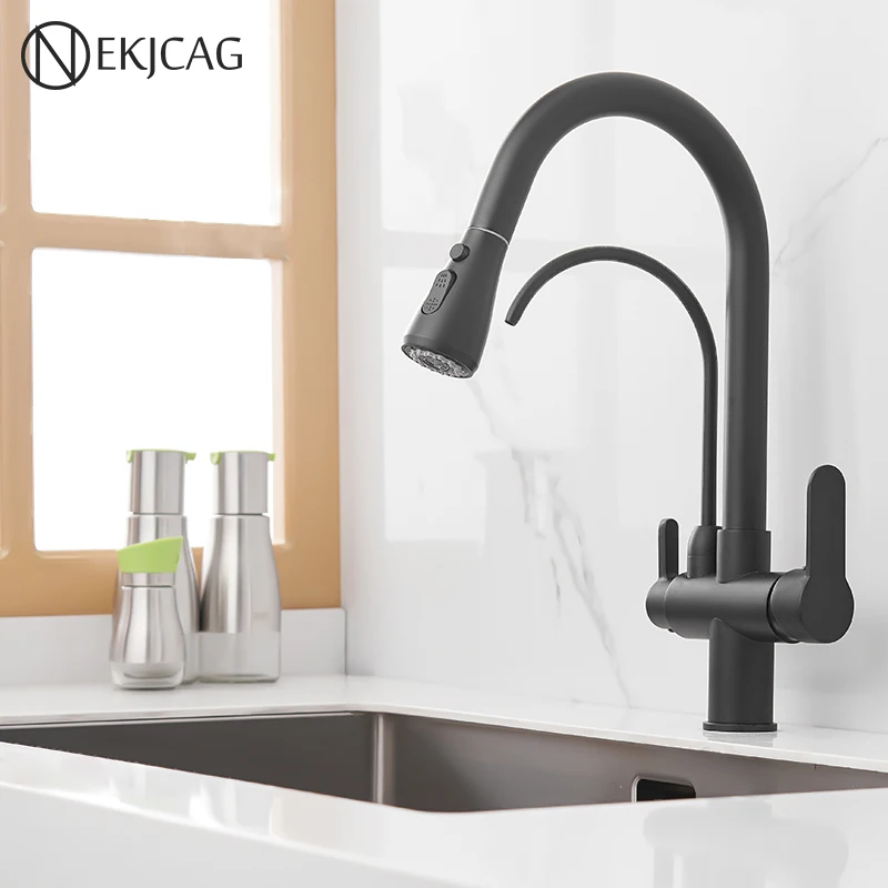 Filter  Кухня  Faucets Deck установка вращающийся холодной и горячей Water Dual кран смесителя фильтруют водопроводной для Кухня смеситель