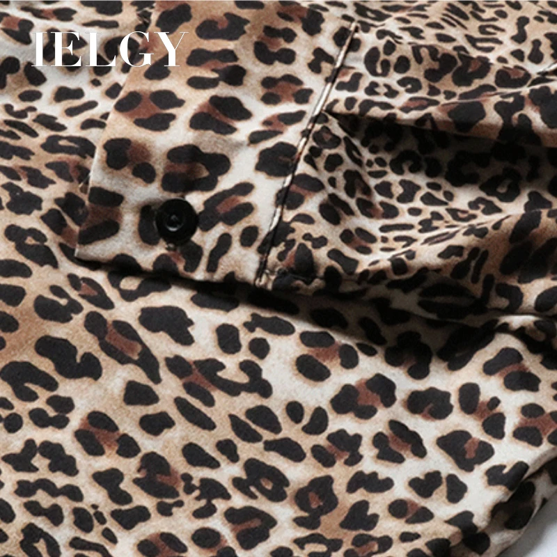 

IELGY Chiffon Shirt Female long sleeve Leopard pattern retro Fashion single-breasted loose wild Top