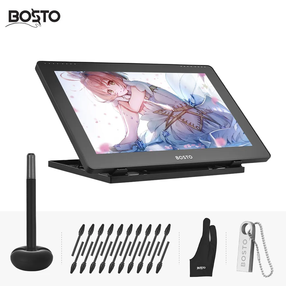 General BOSTO 16HD 15,6 дюймов ips графический Рисунок цифровые планшеты дисплей монитор 8192 уровень давления с перезаряжаемым стилусом - Цвет: General