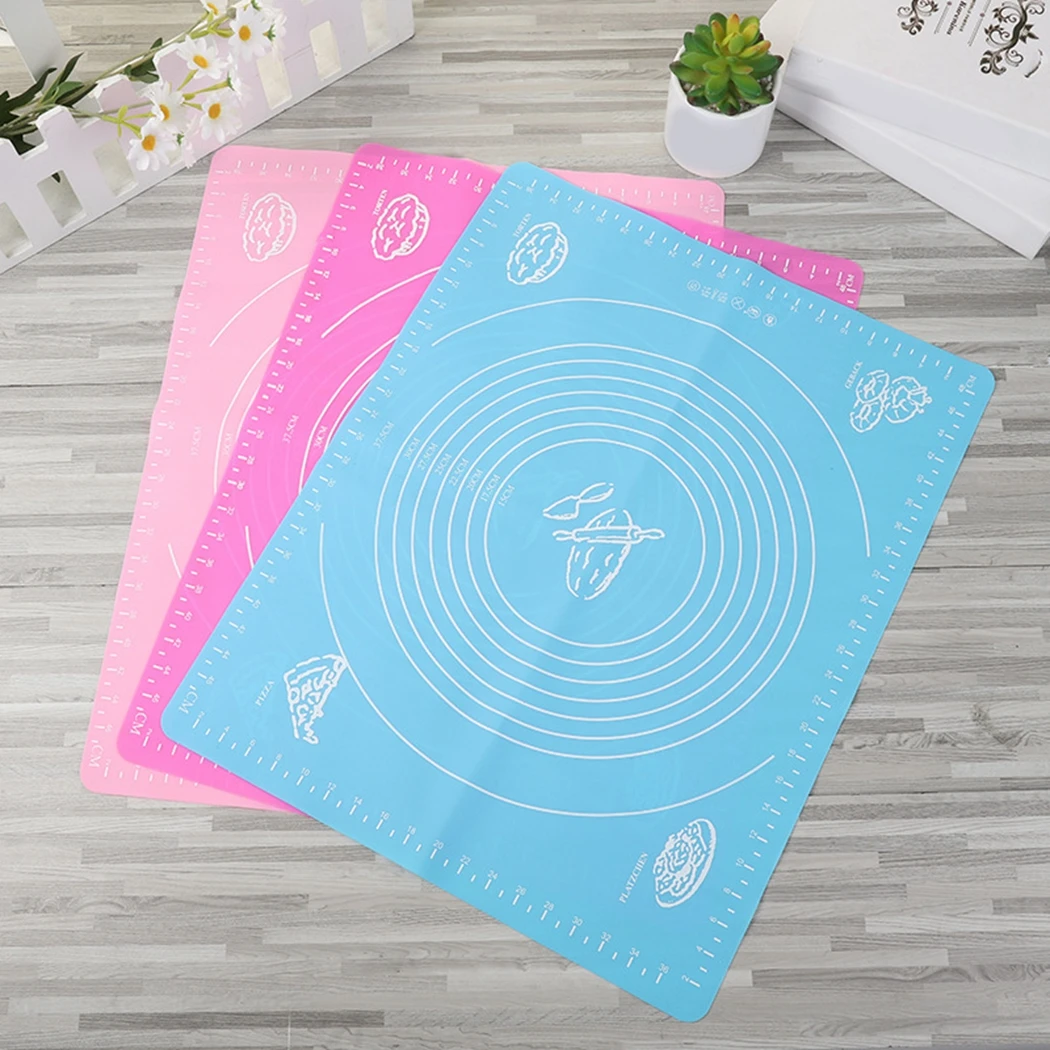 

1 Pcs Silicone Kitchen Kneading Dough Mat Non Stick Baking Rolling Pad Kitchen Pastry Mats With Measurement Making Cake Supplies