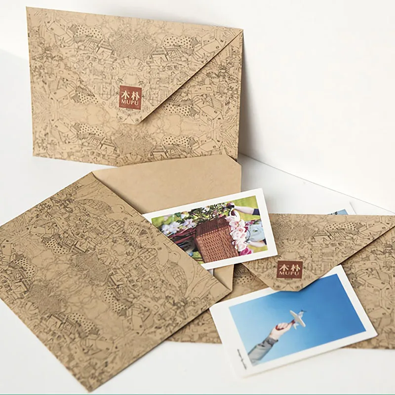 Конверты из крафт бумаги с красивым принтом 10 шт.|Открытки и приглашения| |