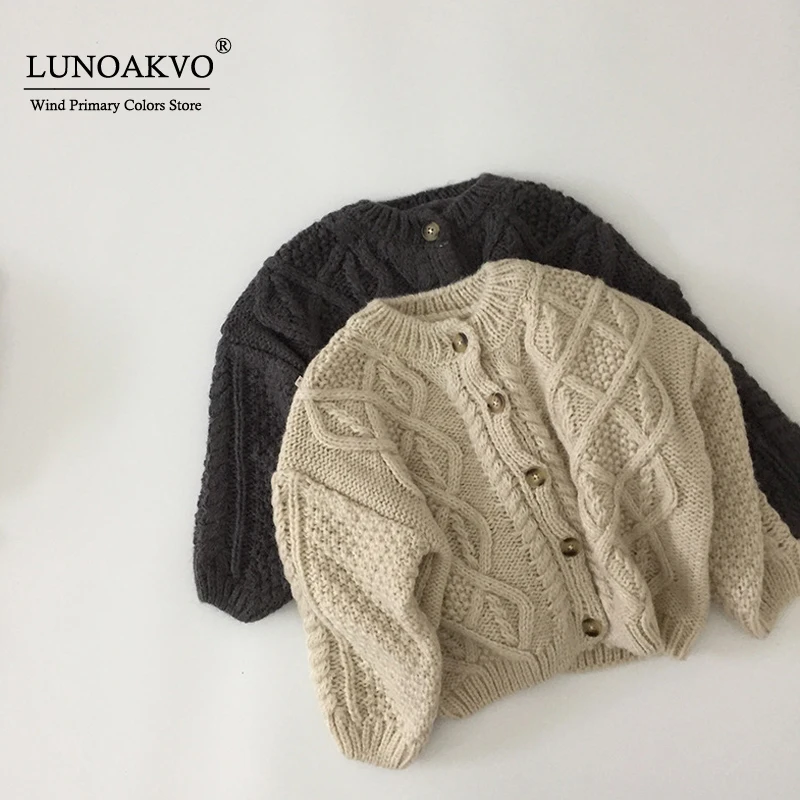 

Кардиган детский вязаный Lunoakvo, Осень-зима, теплый свитер, куртка