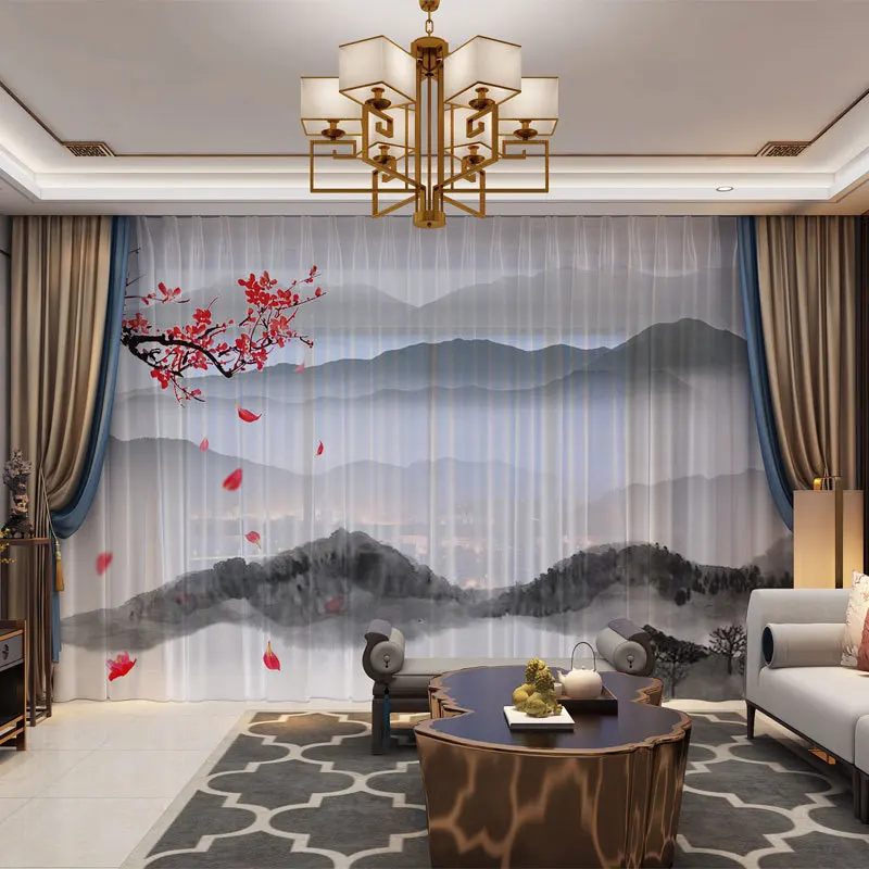 

Flowers Birds 3D Photo Printed Customized Tulle Drape Panel Sheer Curtain for Living Room Bedroom Vintage Chiffon Voil