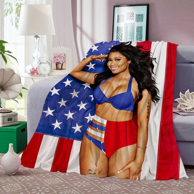 

American Flag Nicki Minaj Character Flannel Blanket 3D Print Throw Blanket for Adult Home Decor Bedspread Sofa Bedding Quilts