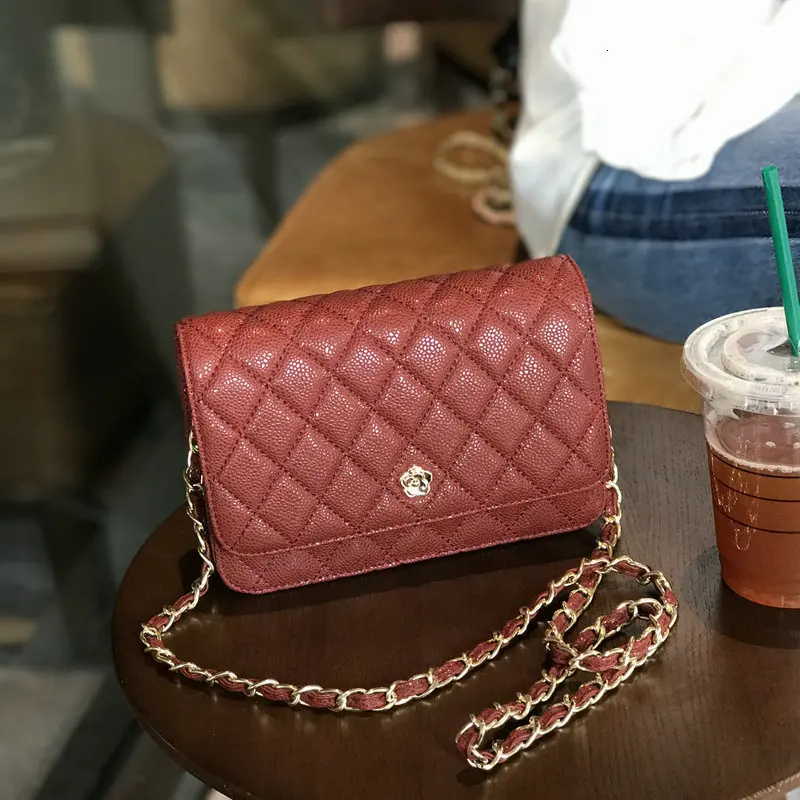 Wine red Универсальная сумка на плечо с бриллиантовой цепочкой, модная маленькая сумка, стильная ромбовидная новая ароматная ветерок сумка для хранения обеда, сумка клатч, женские сумки - Цвет: Wine red
