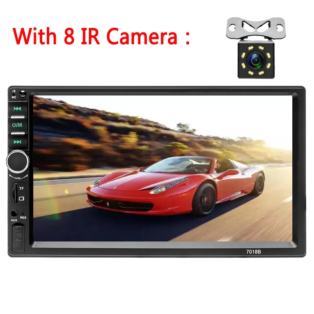 With 8 IR Camera Podofo Авторадио " 2 Din сенсорный экран мультимедийный плеер Bluetooth зеркальная связь камера заднего вида 7018B FM MP5 плеер - Цвет: With 8 IR Camera