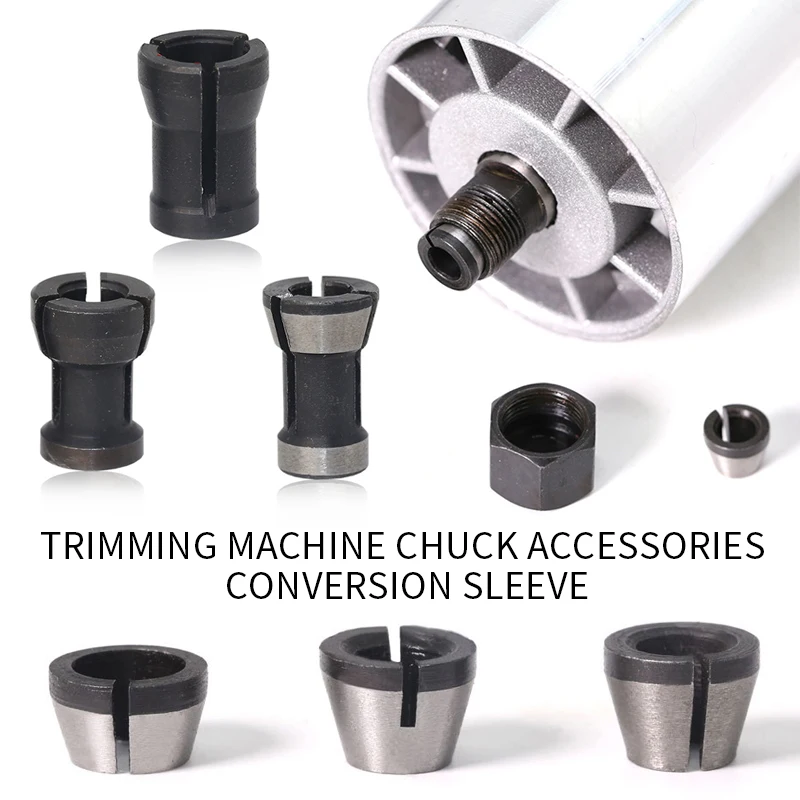 

3pcs/lot High Precision Adapter Collet Shank Router Tool Adapters Holder 6mm/6.35mm/8mm Trimming Machine Accessories