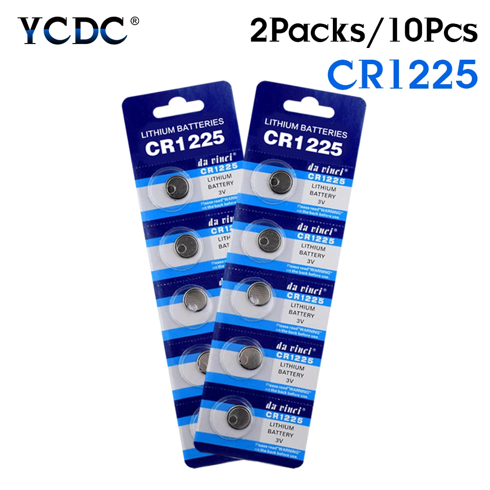 

YCDC 10Pcs 3V Button Coin Cells Batteries CR1225 LM1225 BR1225 ECR1225 KCR1225 Watch Battey Single Use