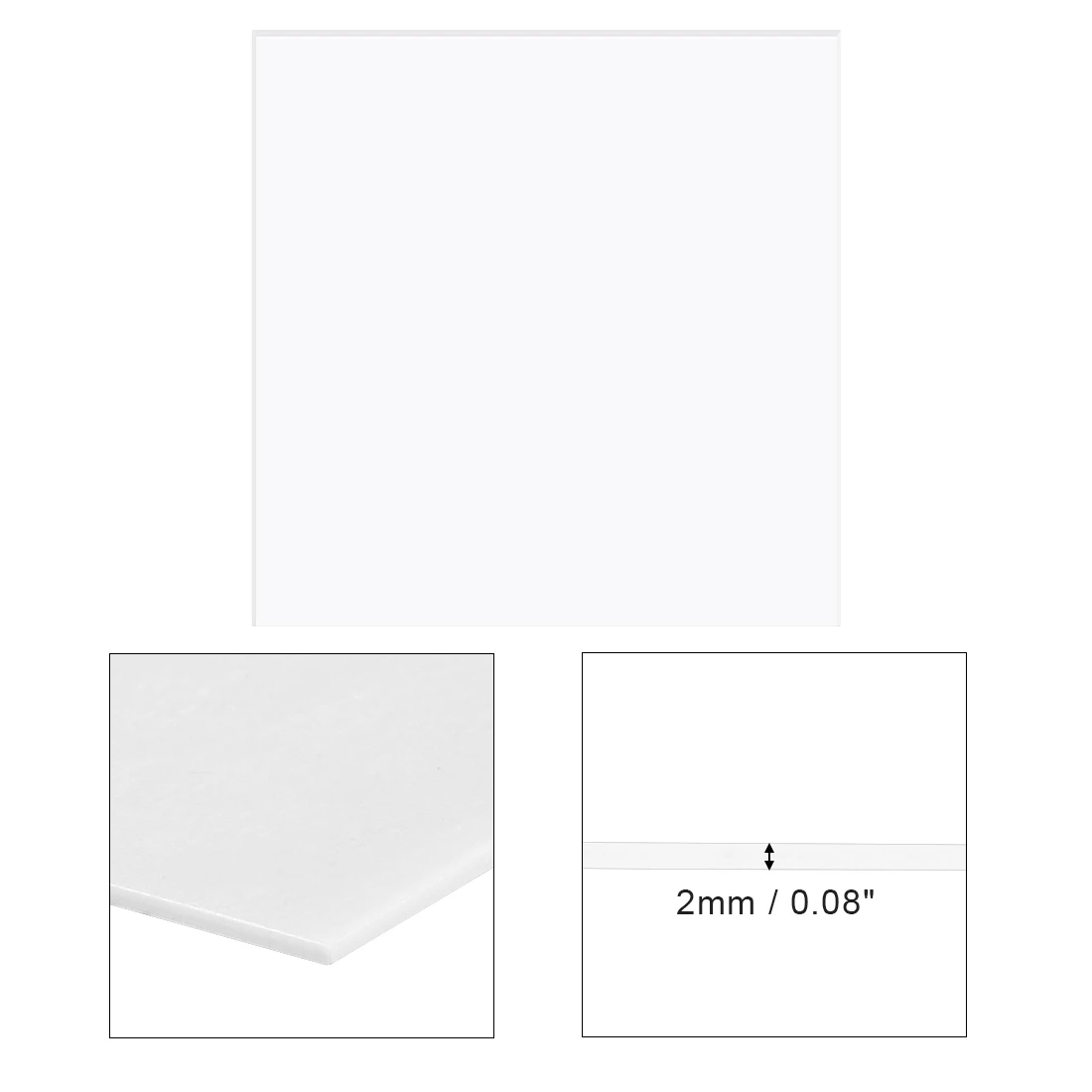 Uxcell-l&aacute;mina acr&iacute;lica fundida blanca, tablero de pl&aacute;stico para marcos de fotos, soportes de se&ntilde;al (25cm x 25cm), 2mm de grosor, 10 "x 10"-2