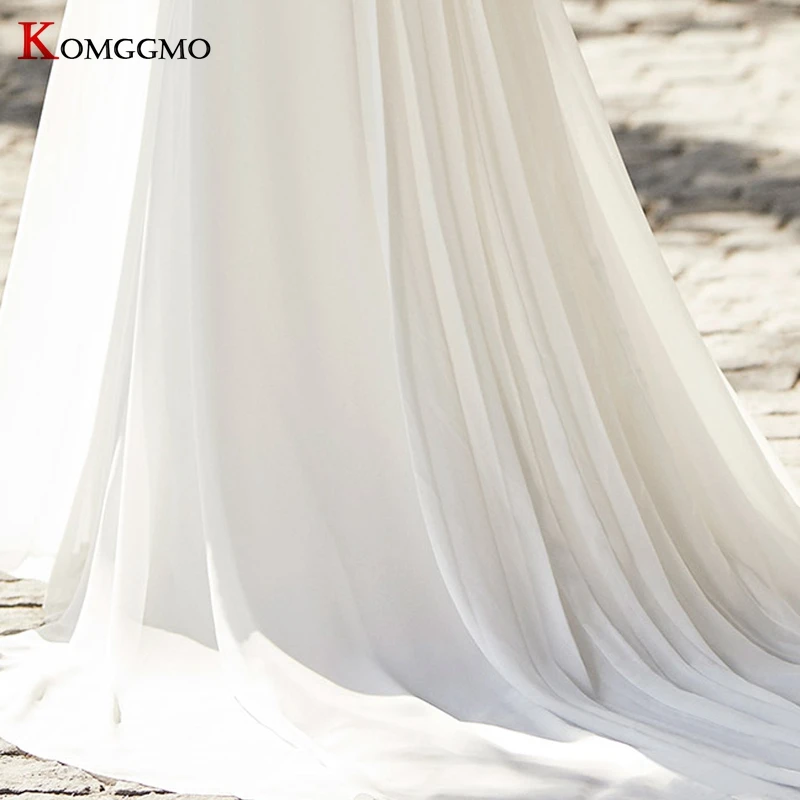 

High-End Court Train Full Sleeve A-Line Wedding Dress Elegant O-Neck Zipper Back Bridal Gown Robe De Marie 2021 New Arrival