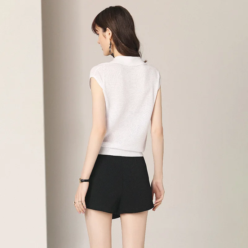 Женский желтый трикотажный топ белая рубашка комплект из 2 предметов летние