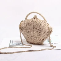 fashion rattan shell women handbags designer wicker woven crossbody bag handmade summer beach shoulder bag small bali purse 2022