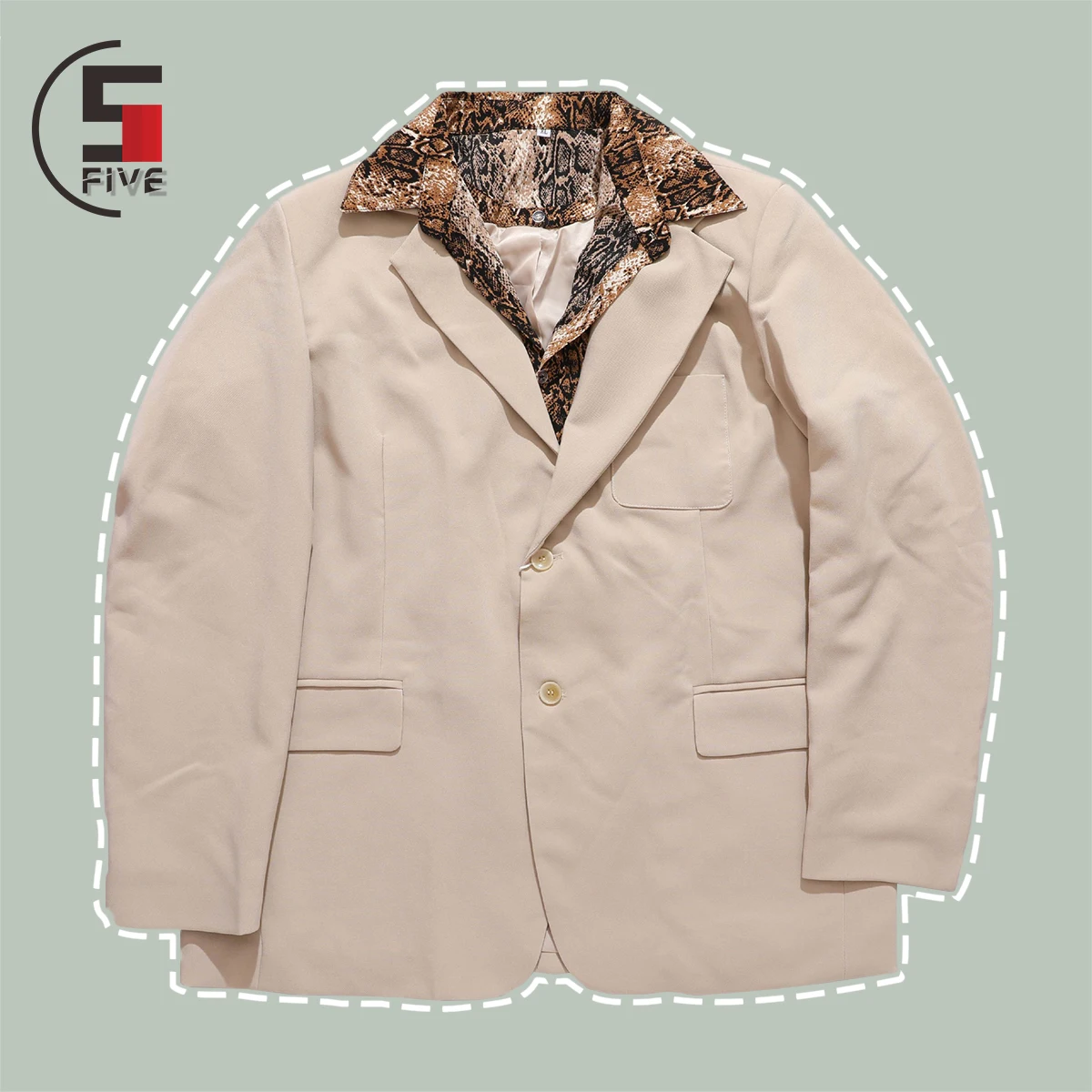 

Harajuku Vintage Leopard Patchwork Suit Jacket Men's Hip Hop Streetwear Hipster Casual Fashion Jackets Winter Loose Unisex Coats