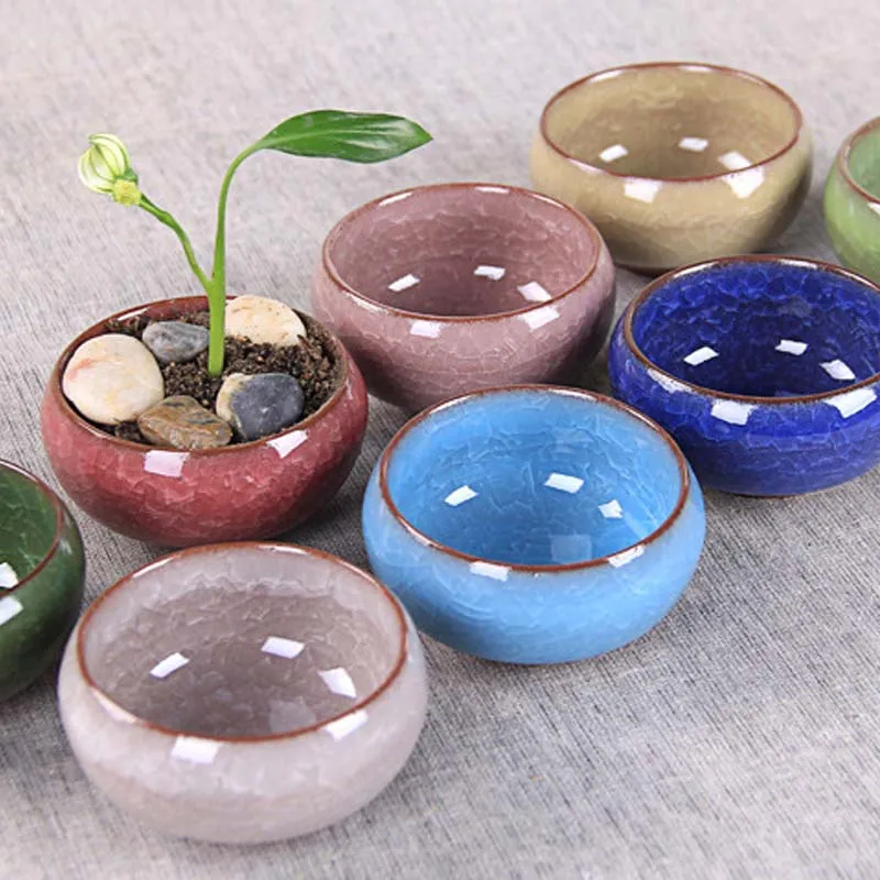 

Ceramic Green Succulent Flower Pots Ceramic Kiln-Changed Succulent Living Room Decoration Plant Crafts Pots Multiple Colors
