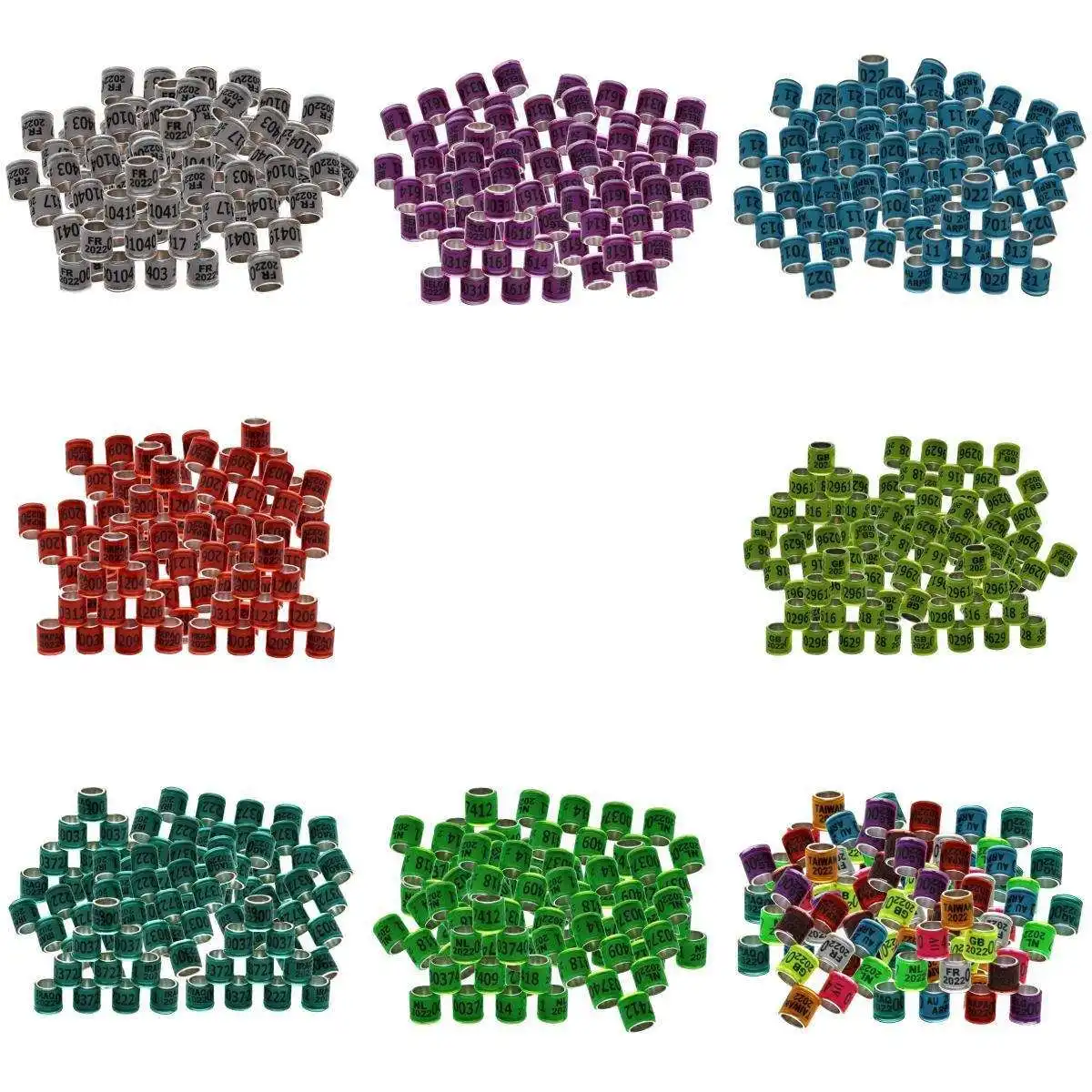 

800Pcs 2022 Aluminium Racing Pigeon Foot Rings Bands 8mm
