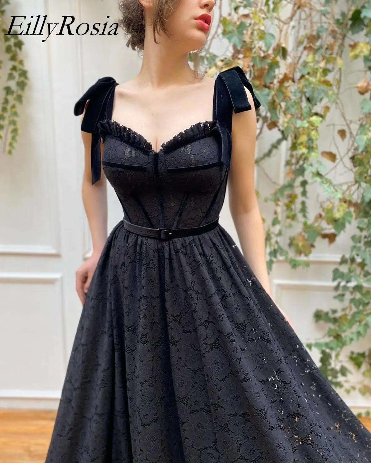 

New Elegant Black Lace Evening Dress Long Sweetheart A Line Floor Length Arabic Women Evening Gowns abiye gece elbisesi 2020