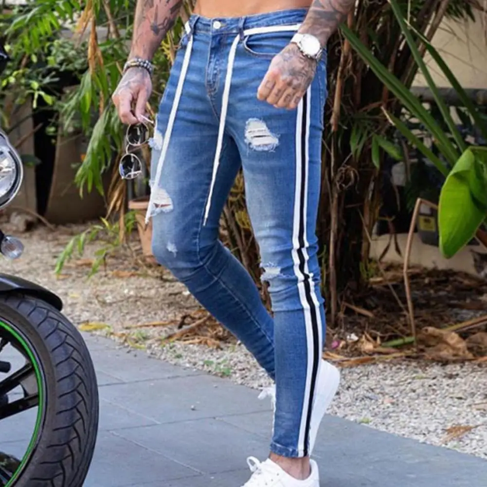 

Men Jeans Skinny Skin-friendly Cotton Blend Stretch Denim Pants for Daily Wear