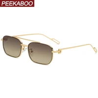 peekaboo square frame sunglasses for men double bridge blue green mirror lens male metal glasses for women uv400 gift items 2021