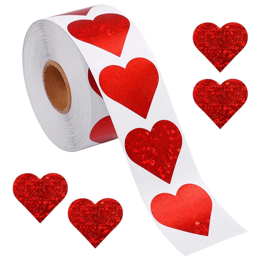 

500pcs/roll Heart Package Sealing Diary Scrapbooking Adhesive Label Sticker