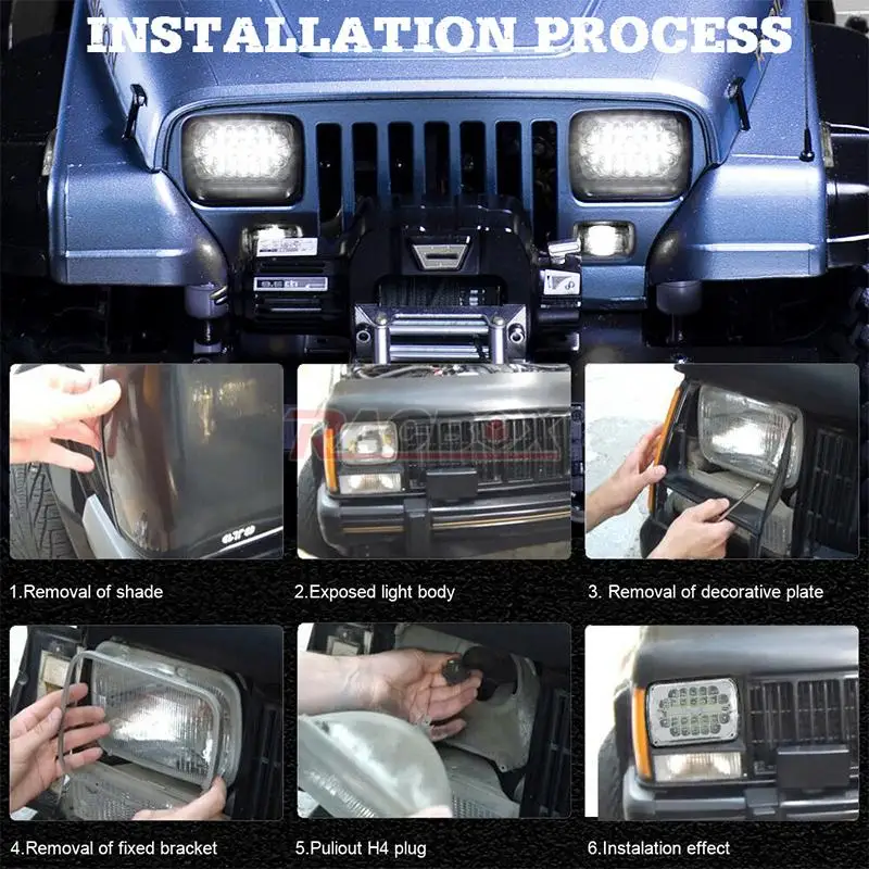 Светодиодные фары дальнего/ближнего света 5x7 7x6 дюймов для Jeep Wrangler YJ Cherokee XJ H4 Plug H6054