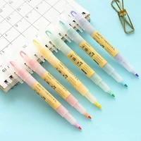 6 colorsbox unique visible tip pastel color highlighter diy pen dual tips soft color for school marker stationery hilighter