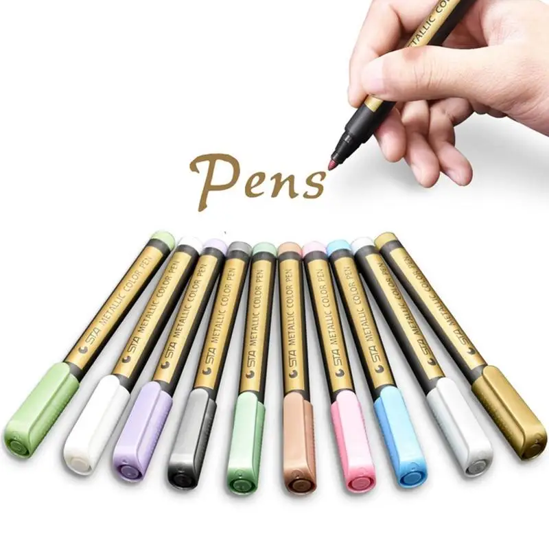 12pcs/1set Metal Marker Pen Tire Color Smooth Paint Kawaii School Pigment Office Supplies Highlighters P7X1 | Канцтовары для офиса