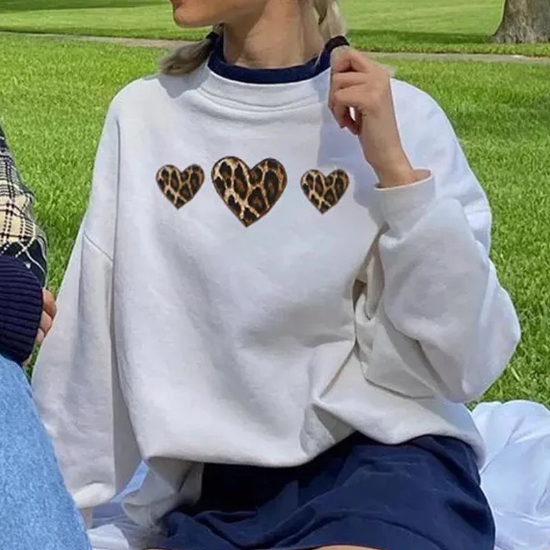 

B-TOTO American Retro White Love Sweater Women's Trendy Ins Niche Design Hood Long Sleeves 2021 Fashion