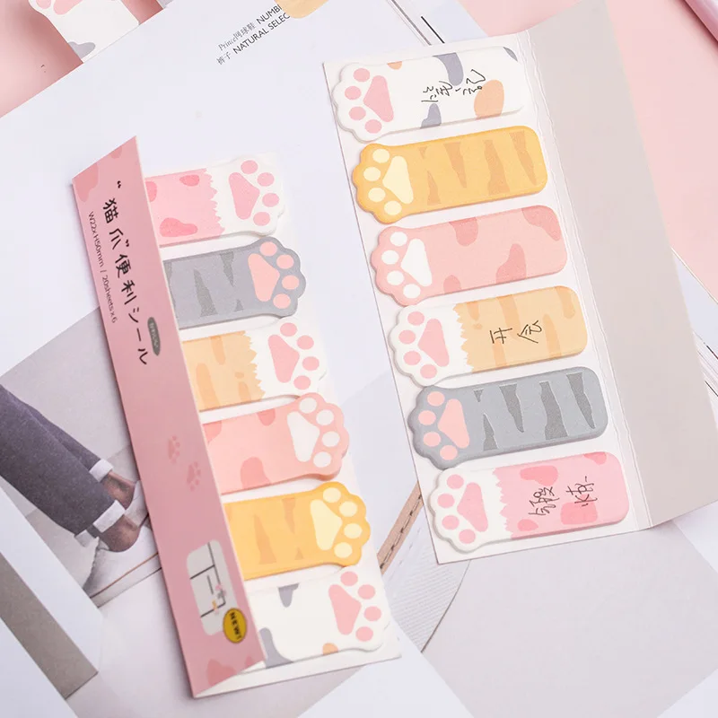 

Cute Cat Paw Sticky Notes Memo Pad Index Sticker Bookmark Page Flag Sticker School Office Stationery Supplies