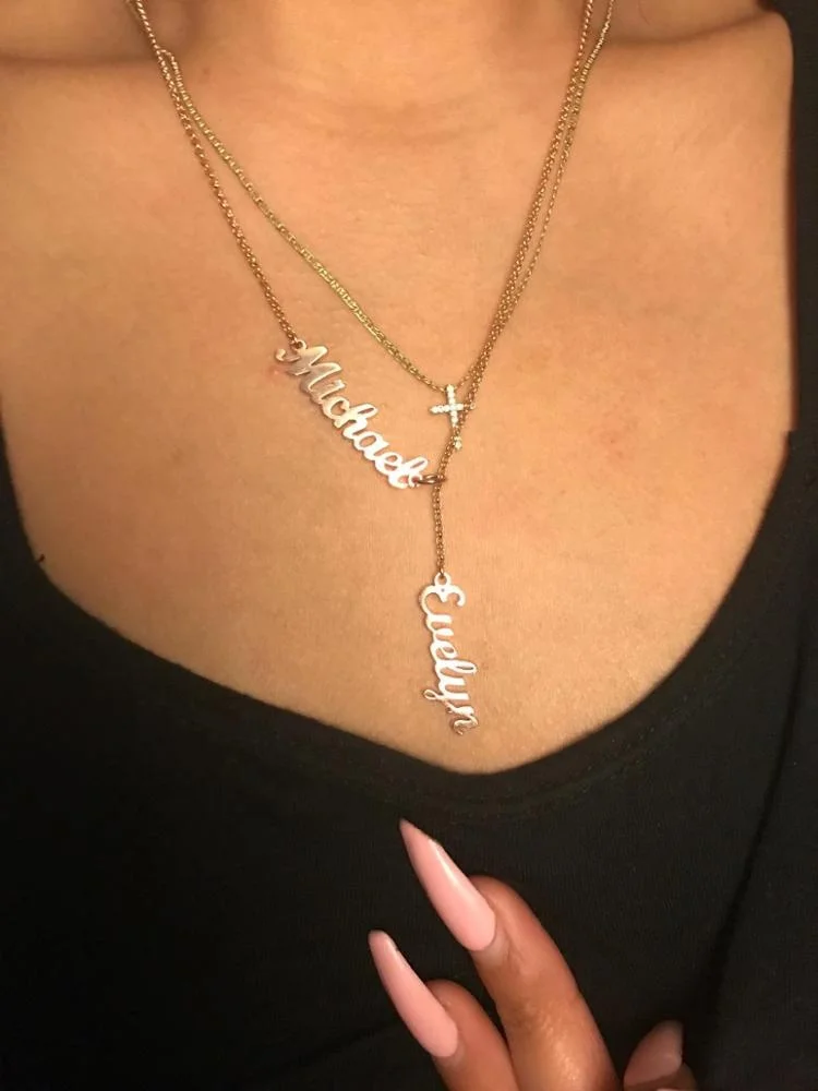 

Noelia Personalized Custom Double Names Necklace Stainless Steel Custom Letter Pendant Necklace for Family Couple Gifts