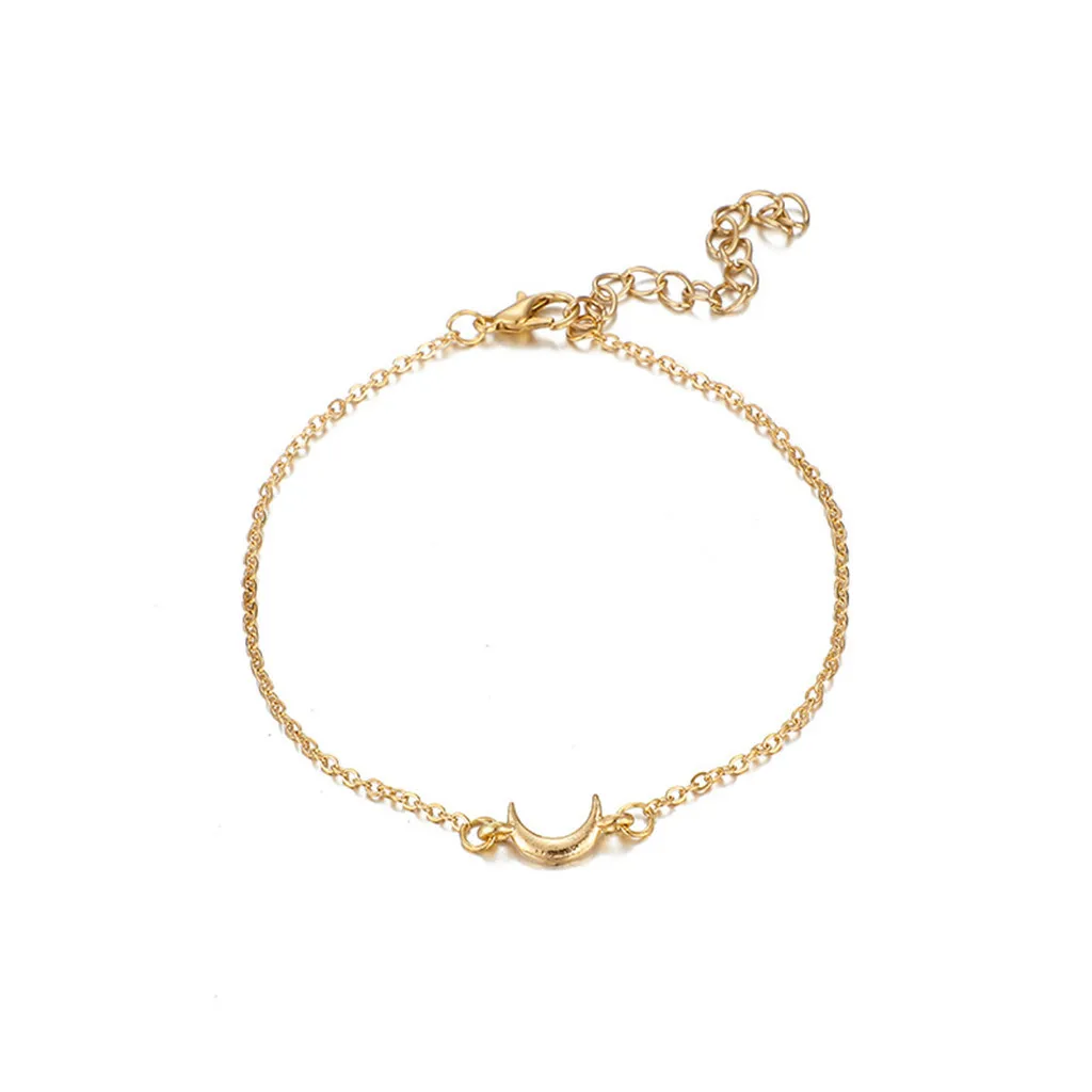 Простой темперамент сплав Геометрическая бусина Браслет с Луной 4 шт набор