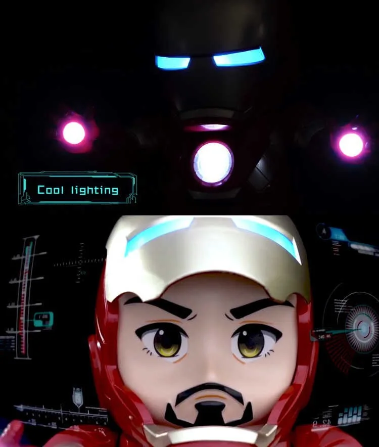 Железный человек танцевальная фигурка игрушка Tony светодиодный фонарик музыка