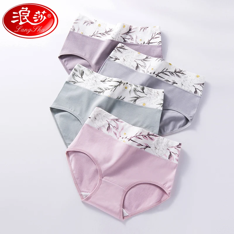 LANGSHA 5 шт./лот Трусики с высокой талией женское дышащее хлопковое нижнее белье