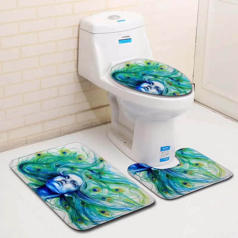 3 шт./компл. Противоскользящий коврик для ванной комнаты 3D окрашенный чехол