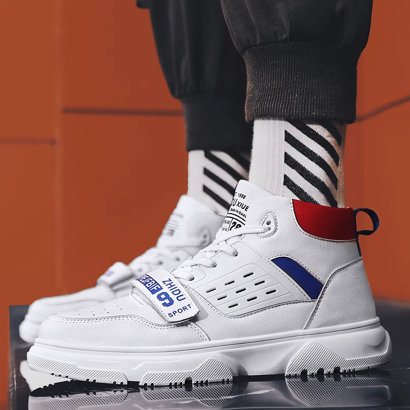 Белые высокие мужские кроссовки для скейтборда оригинальные большие размеры 48