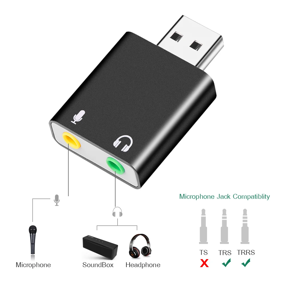 Внешний USB Аудио Звуковая карта Jack 3 5 мм конвертер адаптер для подключения